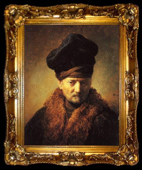 framed  REMBRANDT Harmenszoon van Rijn Bust of an Old Man in a Fur Cap fj, ta009-2